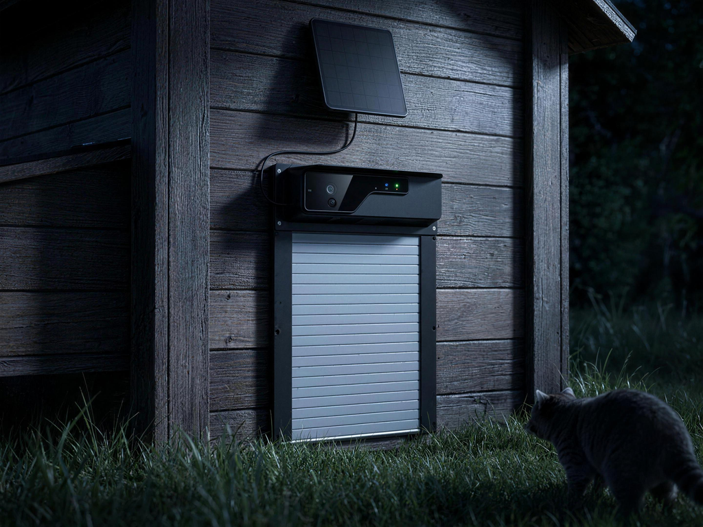 Vision door closed at night, raccoon kept outside the coop