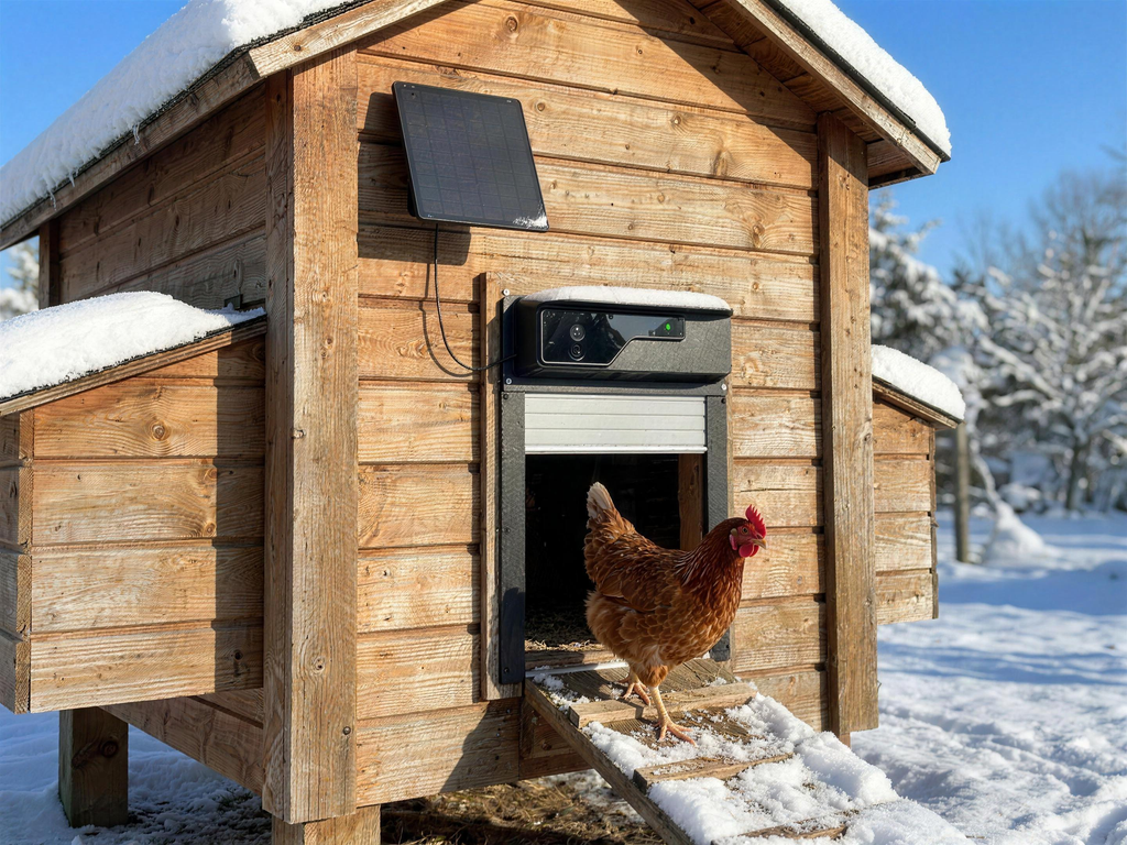 Vision door open on a snowy winter morning